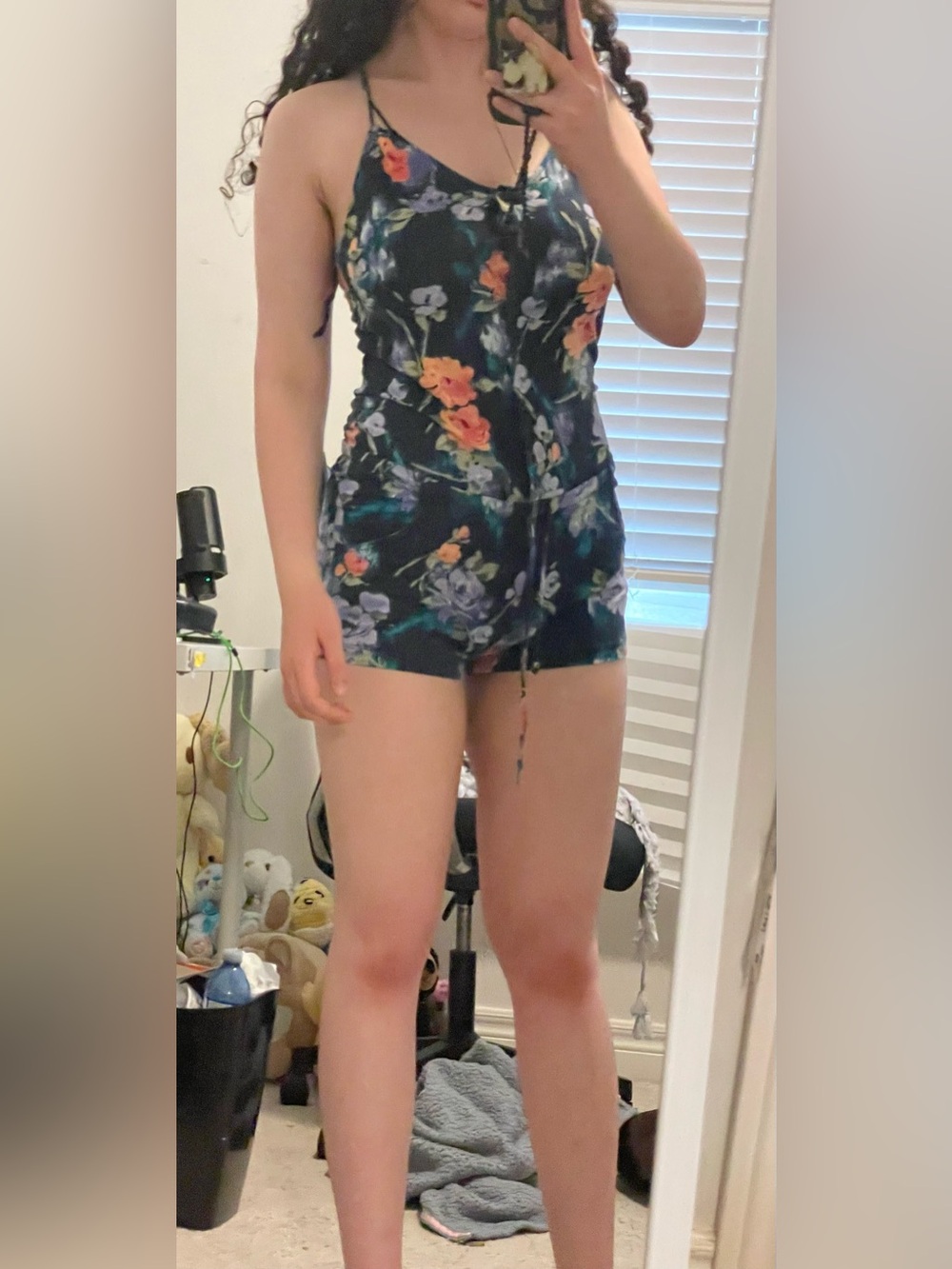 Garage Navy Floral One-Piece Romper